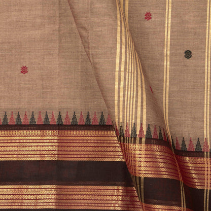 Beige And Brown Kanchi Cotton Saree For Festive Wear PV MM KC 575