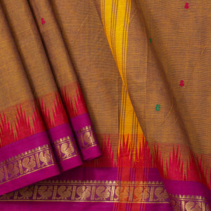 Mustard Kanchi Cotton Saree Ganga Jamuna Border PV MM KC 209