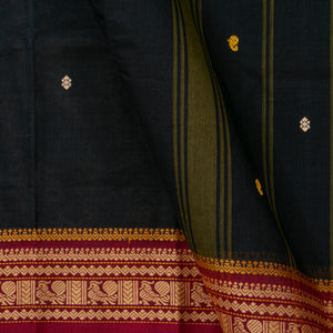 Black And Magenta Kanchi Cotton Saree PV MM KC 172