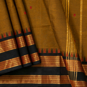Mustard And Black Kanchi Cotton Saree  PV MM KC 210