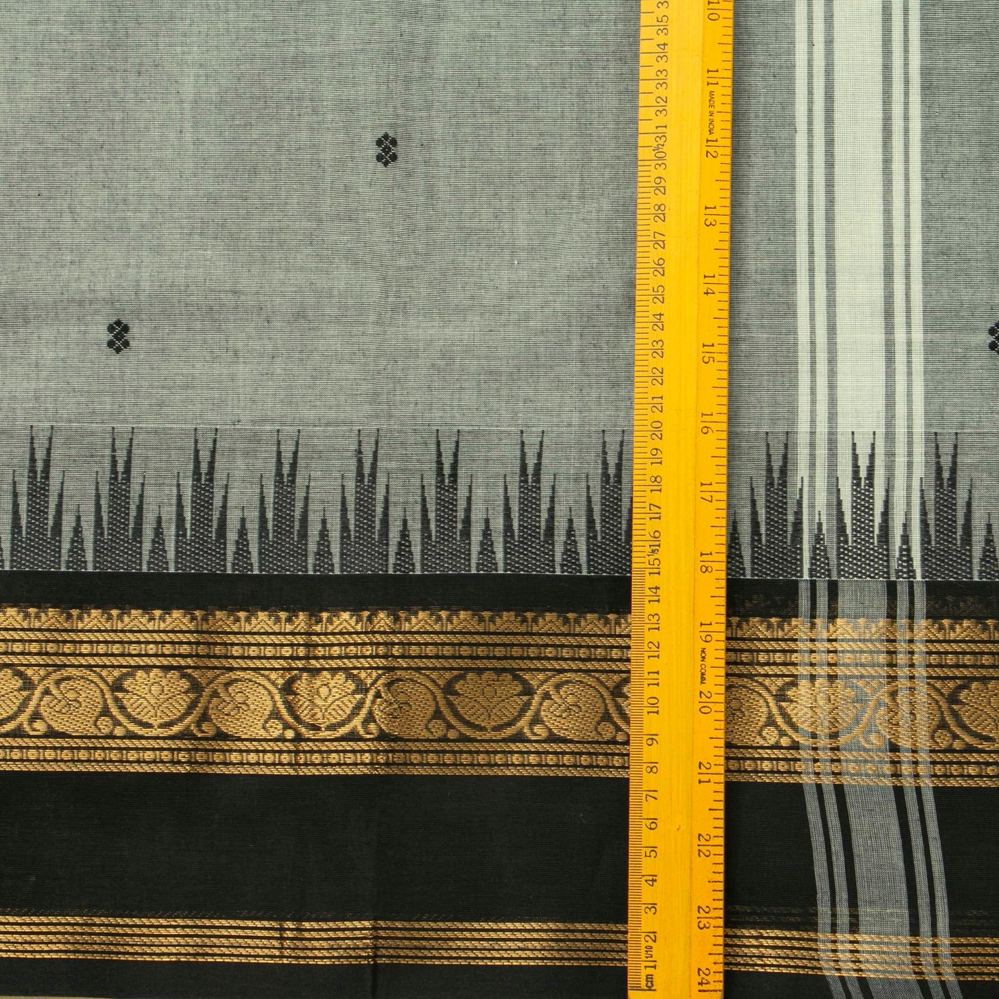 Grey And Black Kanchi Cotton Saree For Festive Wear PV MM KC 515 - Cotton Saree - Panjavarnam PV MM KC 515