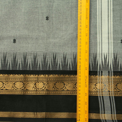 Grey And Black Kanchi Cotton Saree For Festive Wear PV MM KC 515 - Cotton Saree - Panjavarnam PV MM KC 515