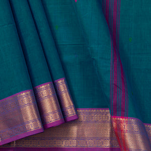 Blue Kanchi Cotton Saree Ganga Jamuna Border PV MM KC 183