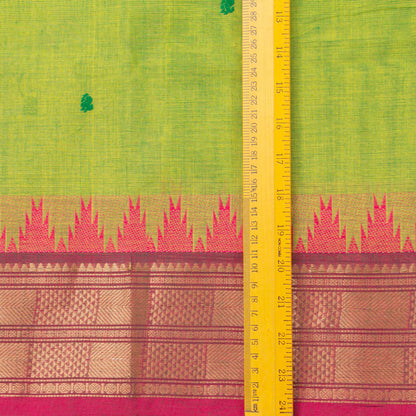 Green Kanchi Cotton Saree Ganga Jamuna Border For Festive Wear PV MM KC 551