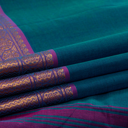 Blue Kanchi Cotton Saree Ganga Jamuna Border PV MM KC 183