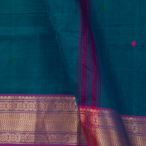 Blue Kanchi Cotton Saree Ganga Jamuna Border PV MM KC 183
