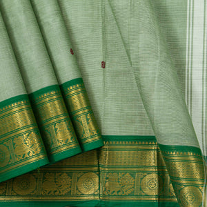 Pastel Greeen Kanchi Cotton Saree Ganga Jamuna Border PV MM KC 189