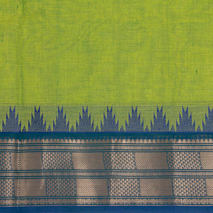 Green Kanchi Cotton Saree Ganga Jamuna Border For Festive Wear PV MM KC 551