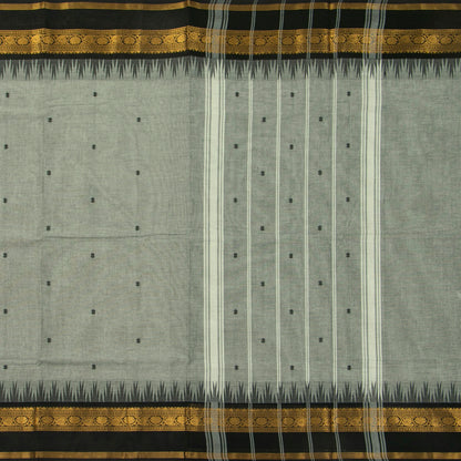 Grey And Black Kanchi Cotton Saree For Festive Wear PV MM KC 515 - Cotton Saree - Panjavarnam PV MM KC 515