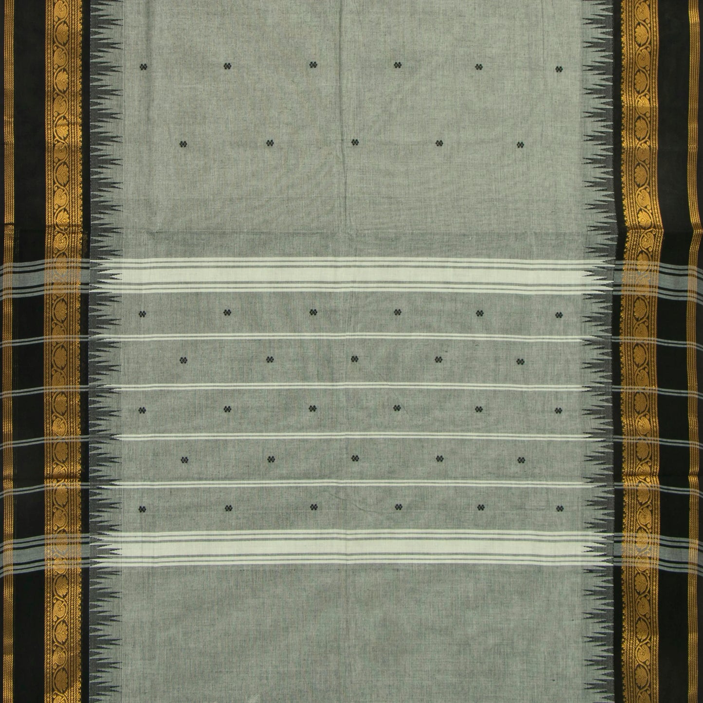 Grey And Black Kanchi Cotton Saree For Festive Wear PV MM KC 515 - Cotton Saree - Panjavarnam PV MM KC 515
