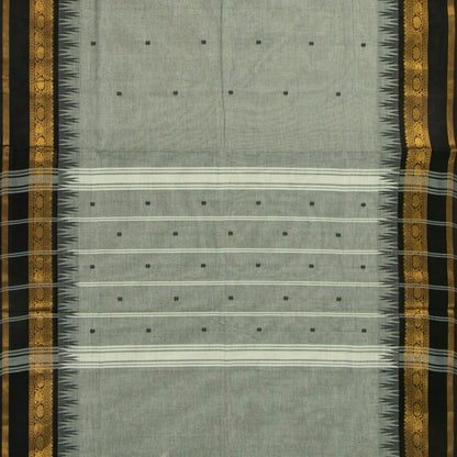 Grey And Black Kanchi Cotton Saree For Festive Wear PV MM KC 515 - Cotton Saree - Panjavarnam PV MM KC 515