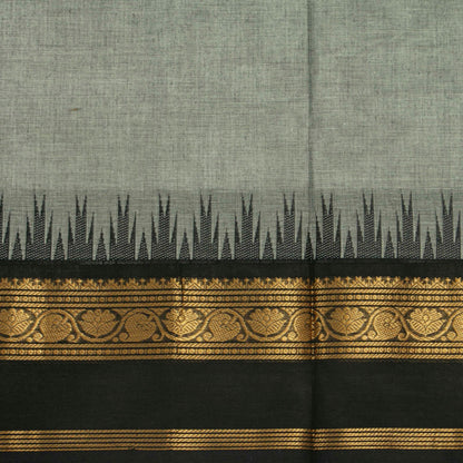 Grey And Black Kanchi Cotton Saree For Festive Wear PV MM KC 515 - Cotton Saree - Panjavarnam PV MM KC 515