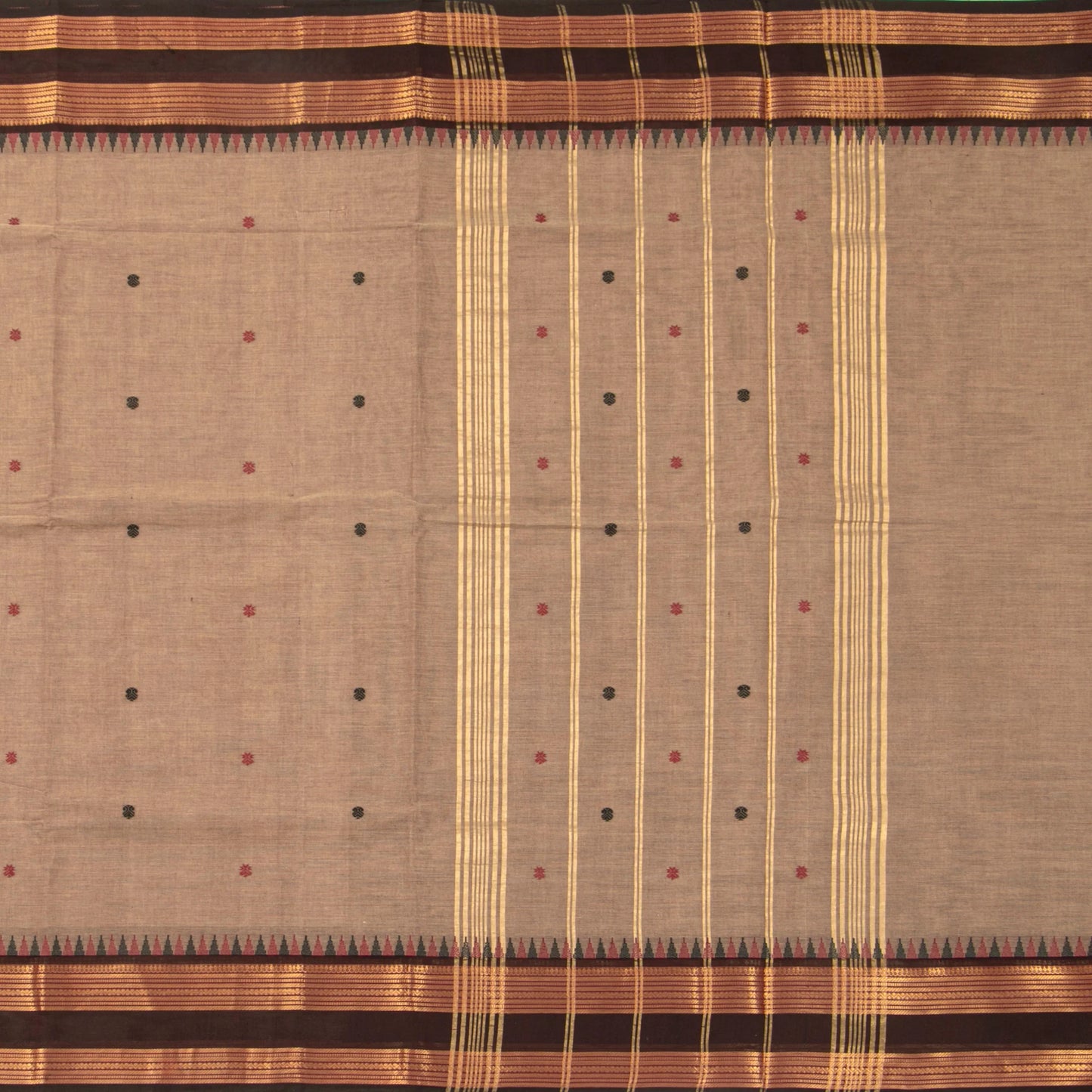 Beige And Brown Kanchi Cotton Saree For Festive Wear PV MM KC 575