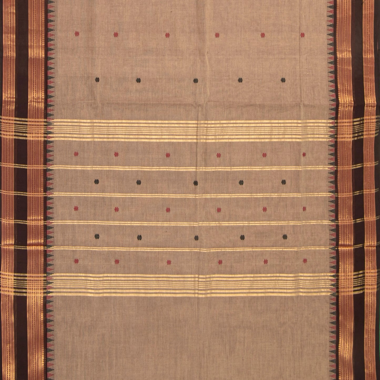 Beige And Brown Kanchi Cotton Saree For Festive Wear PV MM KC 575