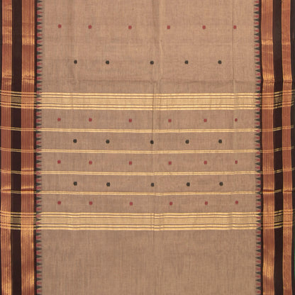 Beige And Brown Kanchi Cotton Saree For Festive Wear PV MM KC 575