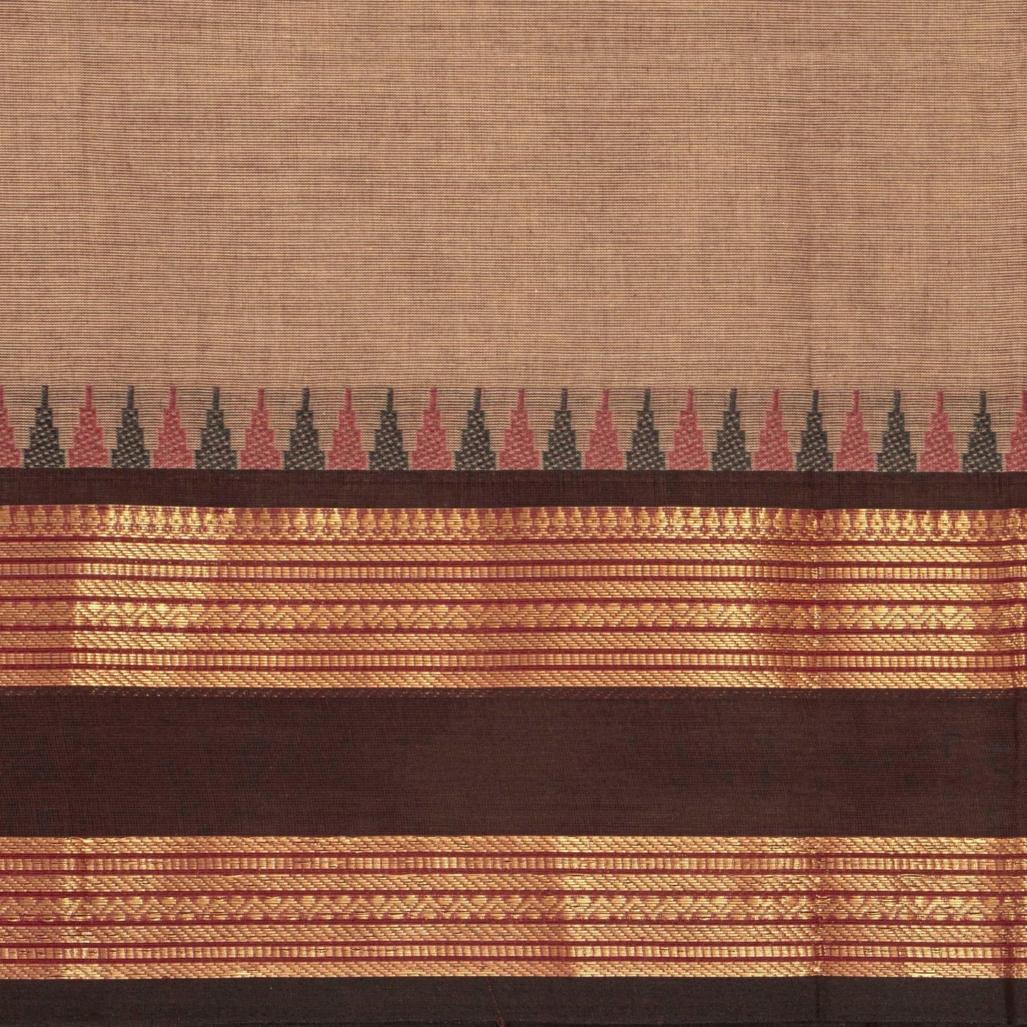 Beige And Brown Kanchi Cotton Saree For Festive Wear PV MM KC 575