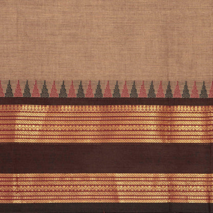 Beige And Brown Kanchi Cotton Saree For Festive Wear PV MM KC 575