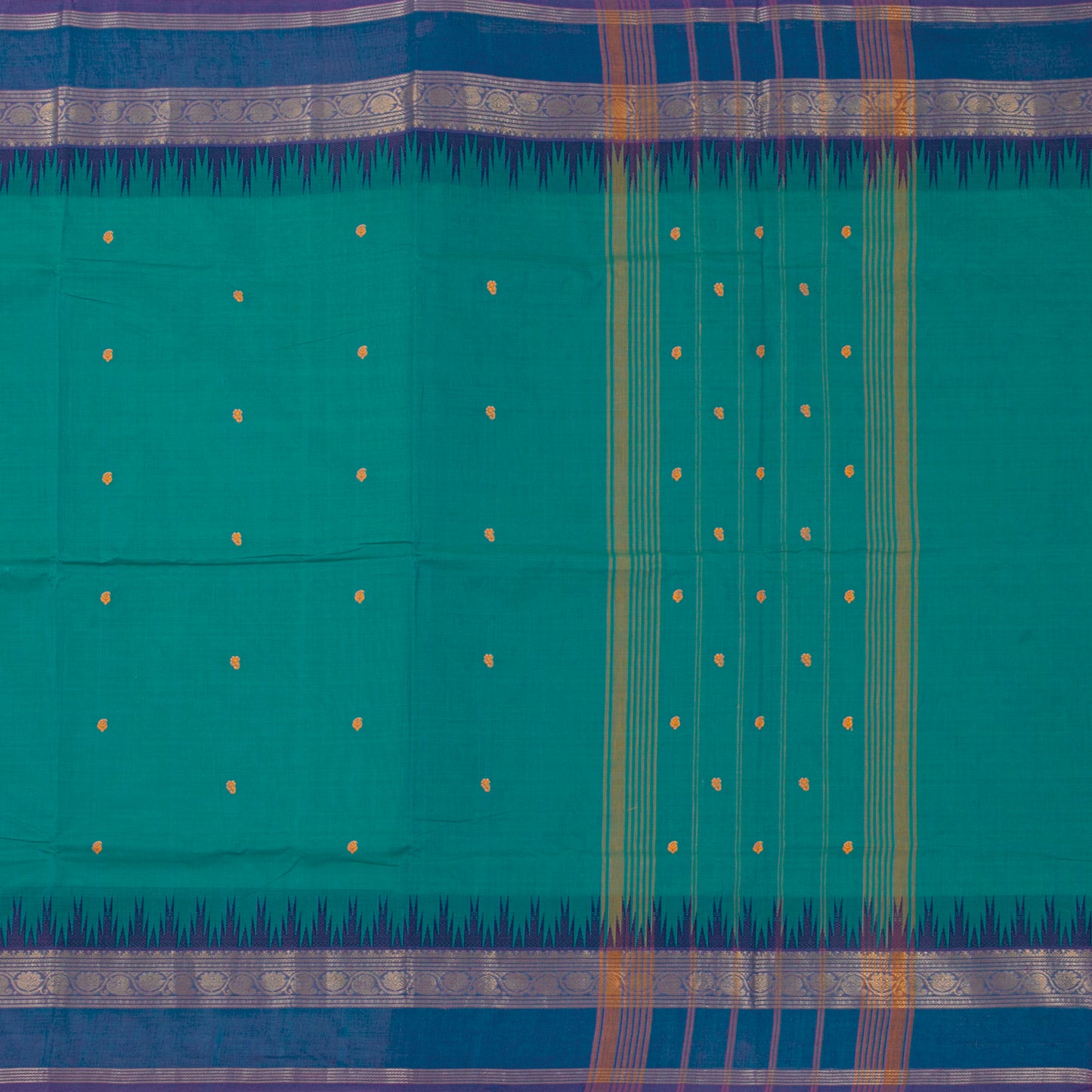 Teal And Blue Kanchi Cotton Saree For Festive Wear PV MM KC 604