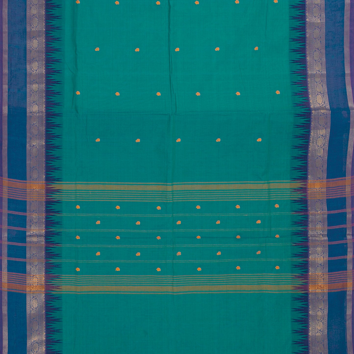 Teal And Blue Kanchi Cotton Saree For Festive Wear PV MM KC 604