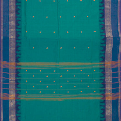 Teal And Blue Kanchi Cotton Saree For Festive Wear PV MM KC 604