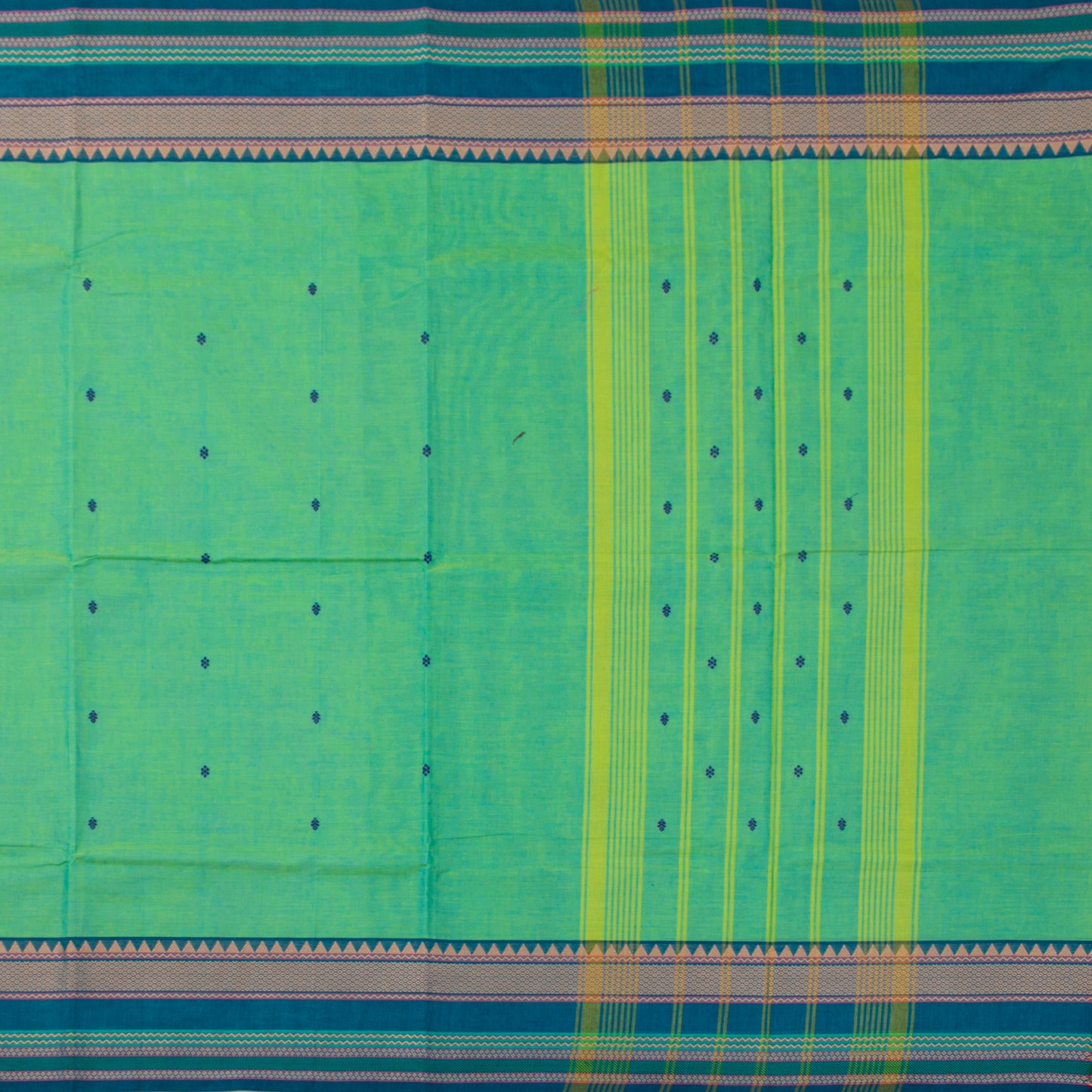 Green And Blue Kanchi Cotton Saree For Festive Wear PV MM KC 586