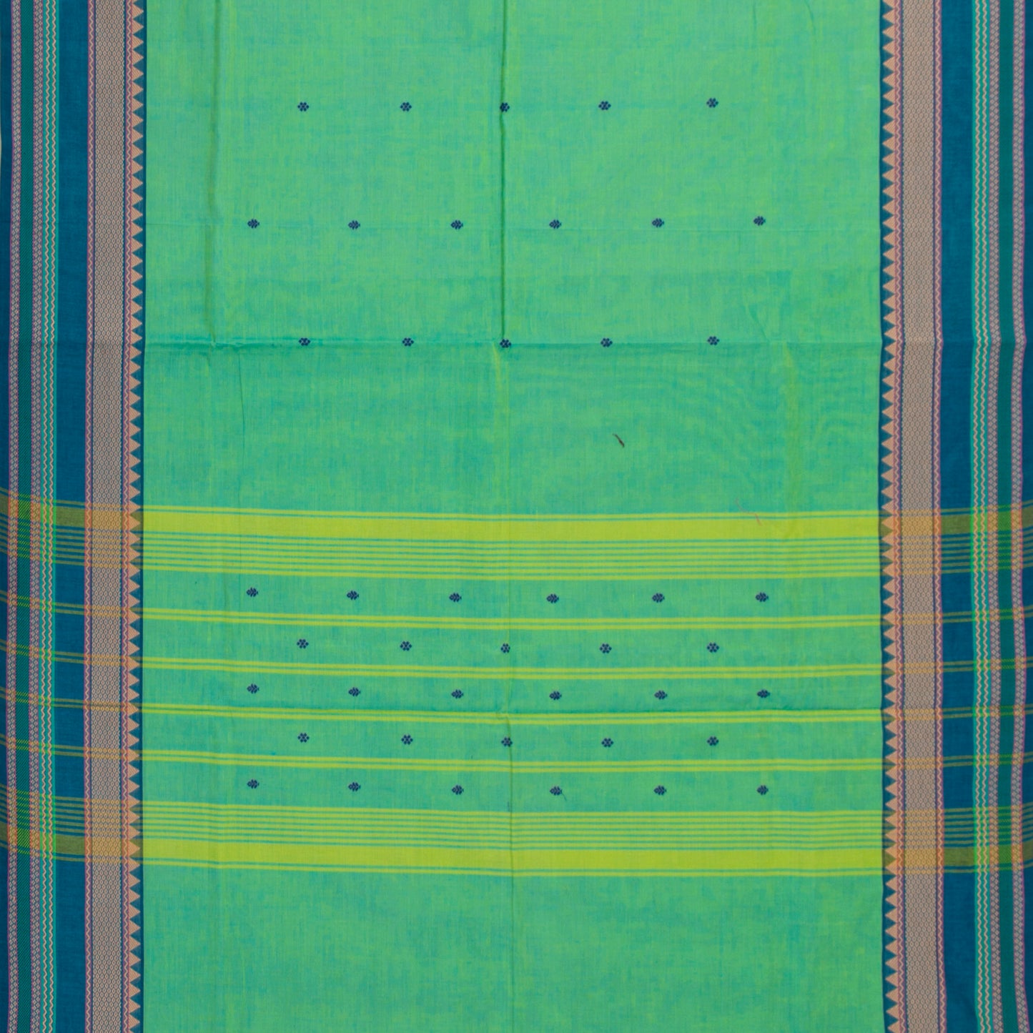 Green And Blue Kanchi Cotton Saree For Festive Wear PV MM KC 586