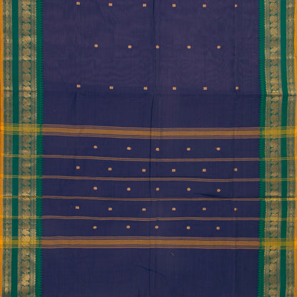 Blue And Green Kanchi Cotton Saree For Festive Wear PV MM KC 516 - Cotton Saree - Panjavarnam PV MM KC 516