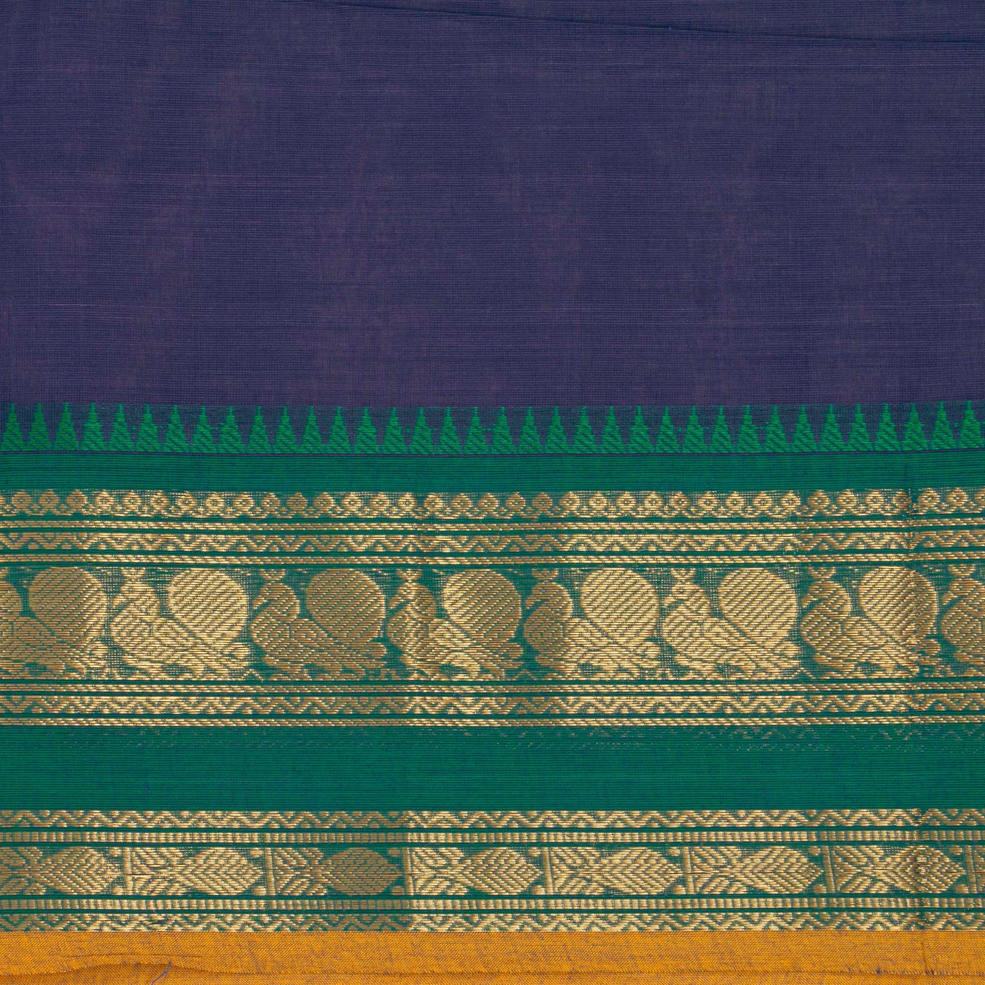 Blue And Green Kanchi Cotton Saree For Festive Wear PV MM KC 516 - Cotton Saree - Panjavarnam PV MM KC 516