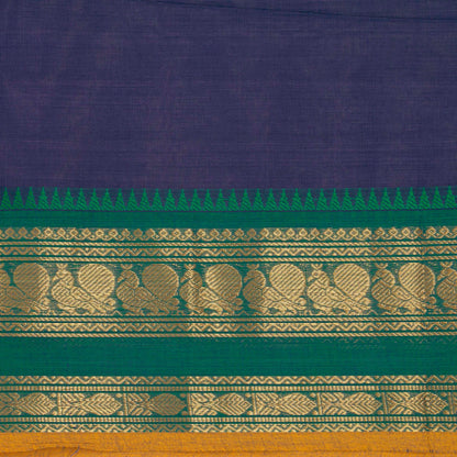Blue And Green Kanchi Cotton Saree For Festive Wear PV MM KC 516 - Cotton Saree - Panjavarnam PV MM KC 516