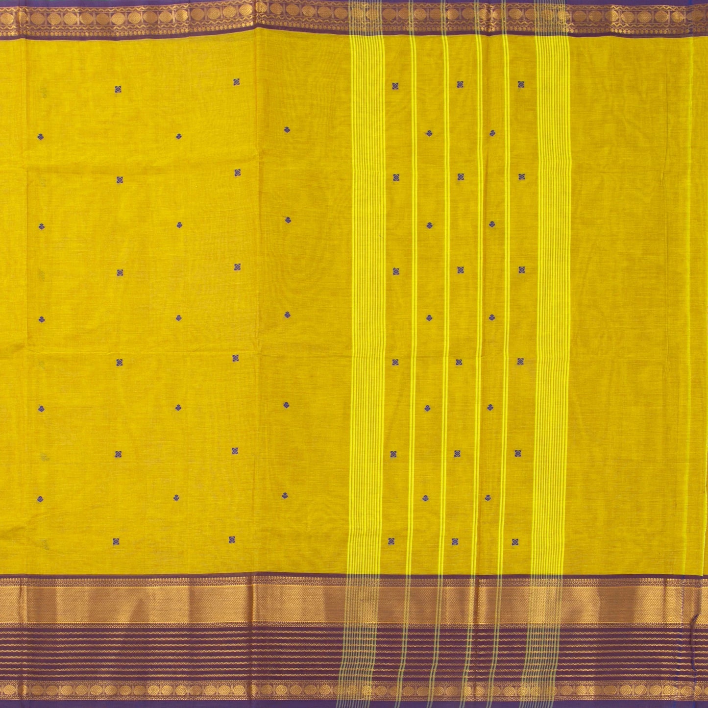 Yellow And Mauve Kanchi Cotton Saree For Festive Wear PV MM KC 579