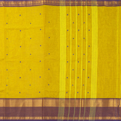 Yellow And Mauve Kanchi Cotton Saree For Festive Wear PV MM KC 579