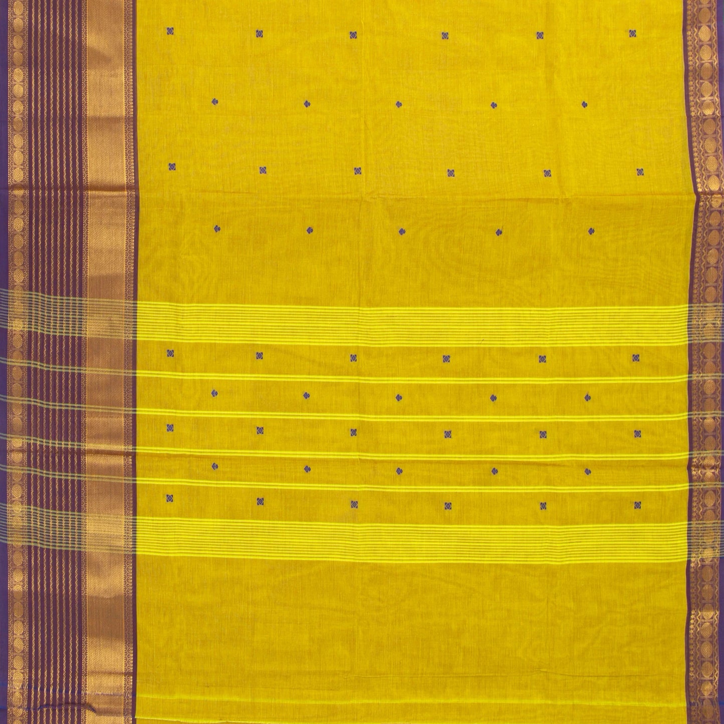 Yellow And Mauve Kanchi Cotton Saree For Festive Wear PV MM KC 579