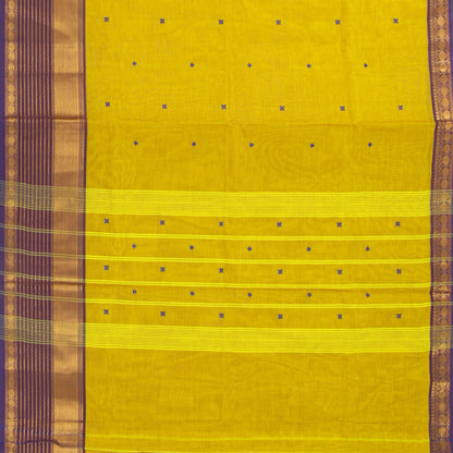 Yellow And Mauve Kanchi Cotton Saree For Festive Wear PV MM KC 579