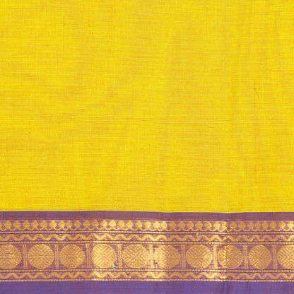 Yellow And Mauve Kanchi Cotton Saree For Festive Wear PV MM KC 579