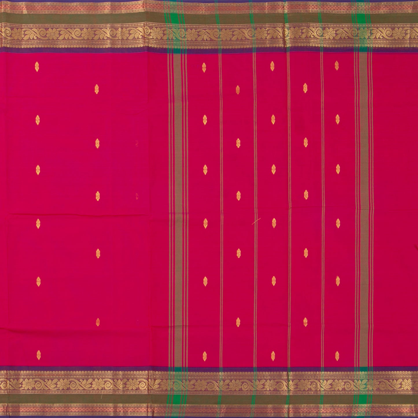Pink And Purple Kanchi Cotton Saree For Festive Wear PV MM KC 595