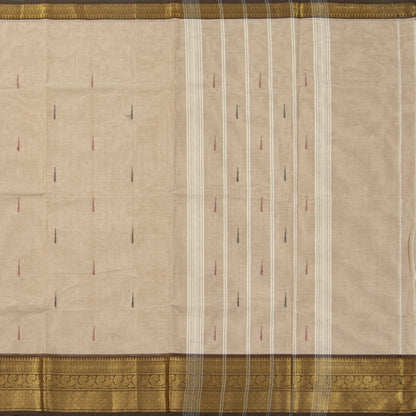 Beige And Brown Kanchi Cotton Saree For Festive Wear PV MM KC 548