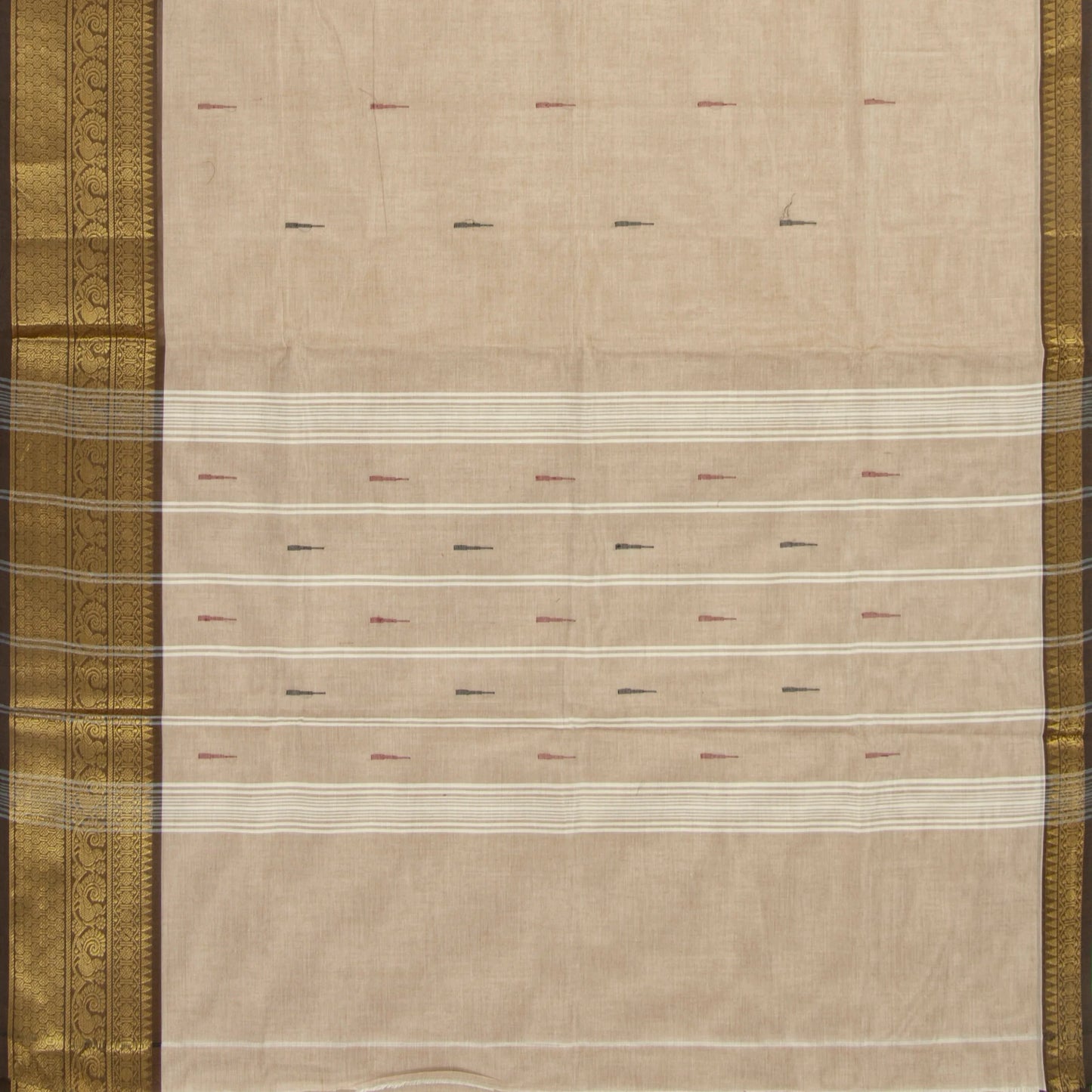 Beige And Brown Kanchi Cotton Saree For Festive Wear PV MM KC 548
