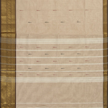 Beige And Brown Kanchi Cotton Saree For Festive Wear PV MM KC 548