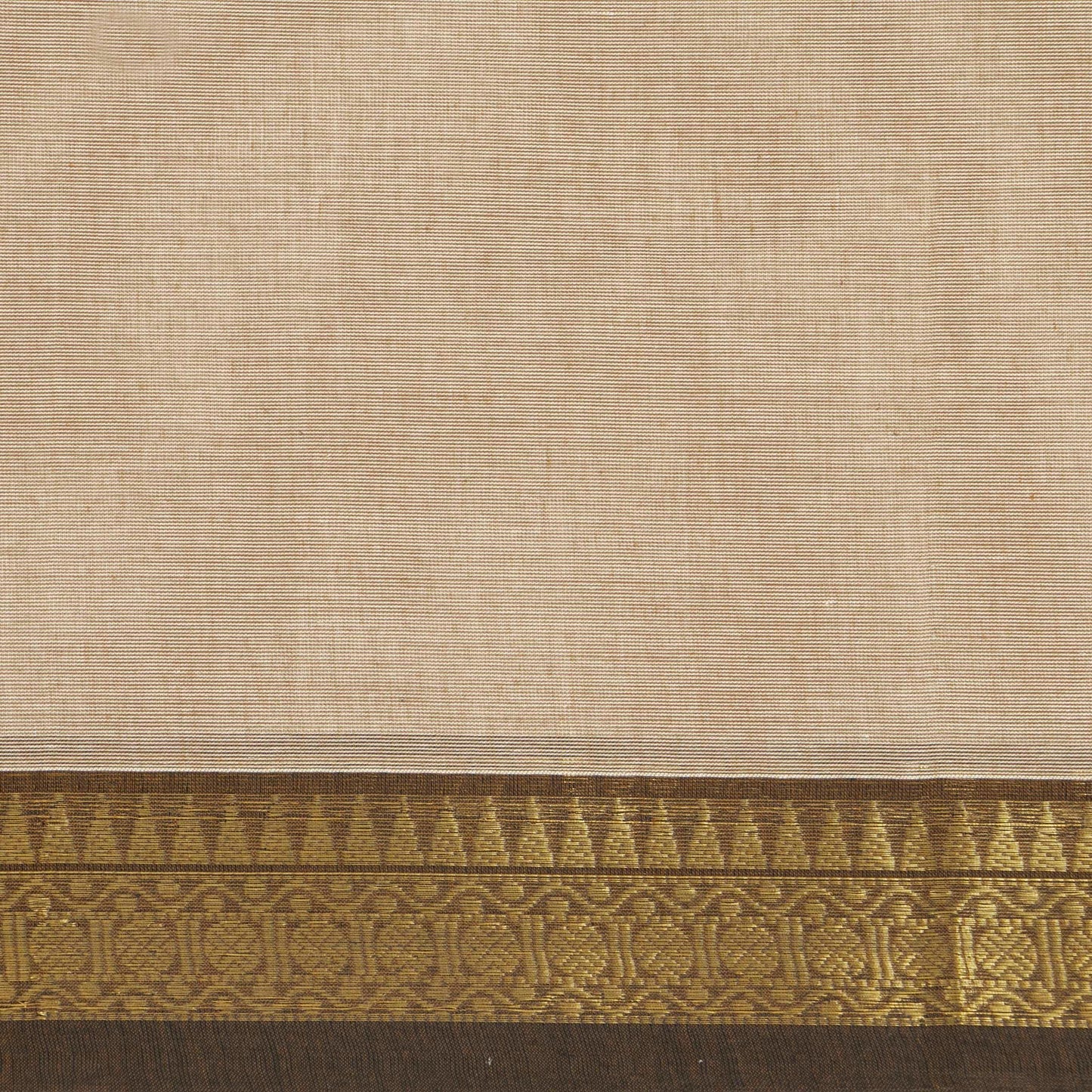 Beige And Brown Kanchi Cotton Saree For Festive Wear PV MM KC 548