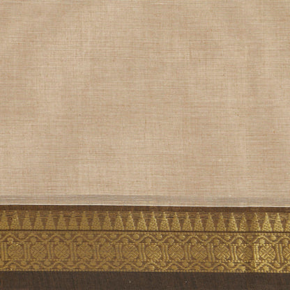 Beige And Brown Kanchi Cotton Saree For Festive Wear PV MM KC 548