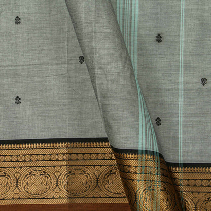 Grey And Brown Kanchi Cotton Saree For Festive Wear PV MM KC 543