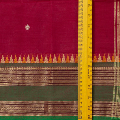 Maroon And Green Kanchi Cotton Saree For Festive Wear PV MM KC 553