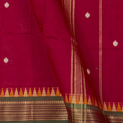 Maroon And Green Kanchi Cotton Saree For Festive Wear PV MM KC 553