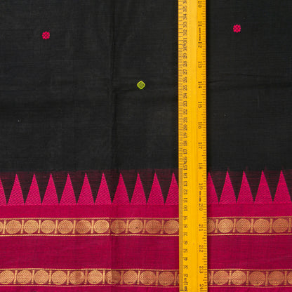 Black Kanchi Cotton Saree Ganga Jamuna Border For Festive Wear PV MM KC 477