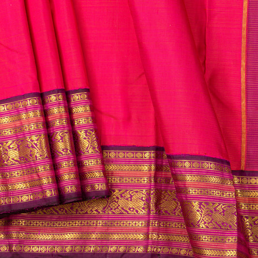 Pink And Magenta Kanchipuram Silk Saree For Festive Wear PV J 2045