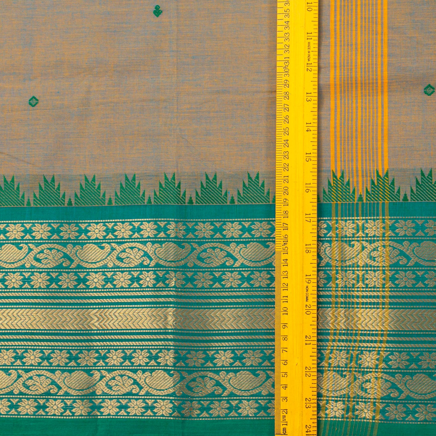 Grey And Blue Kanchi Cotton Saree For Festive Wear PV MM KC 599