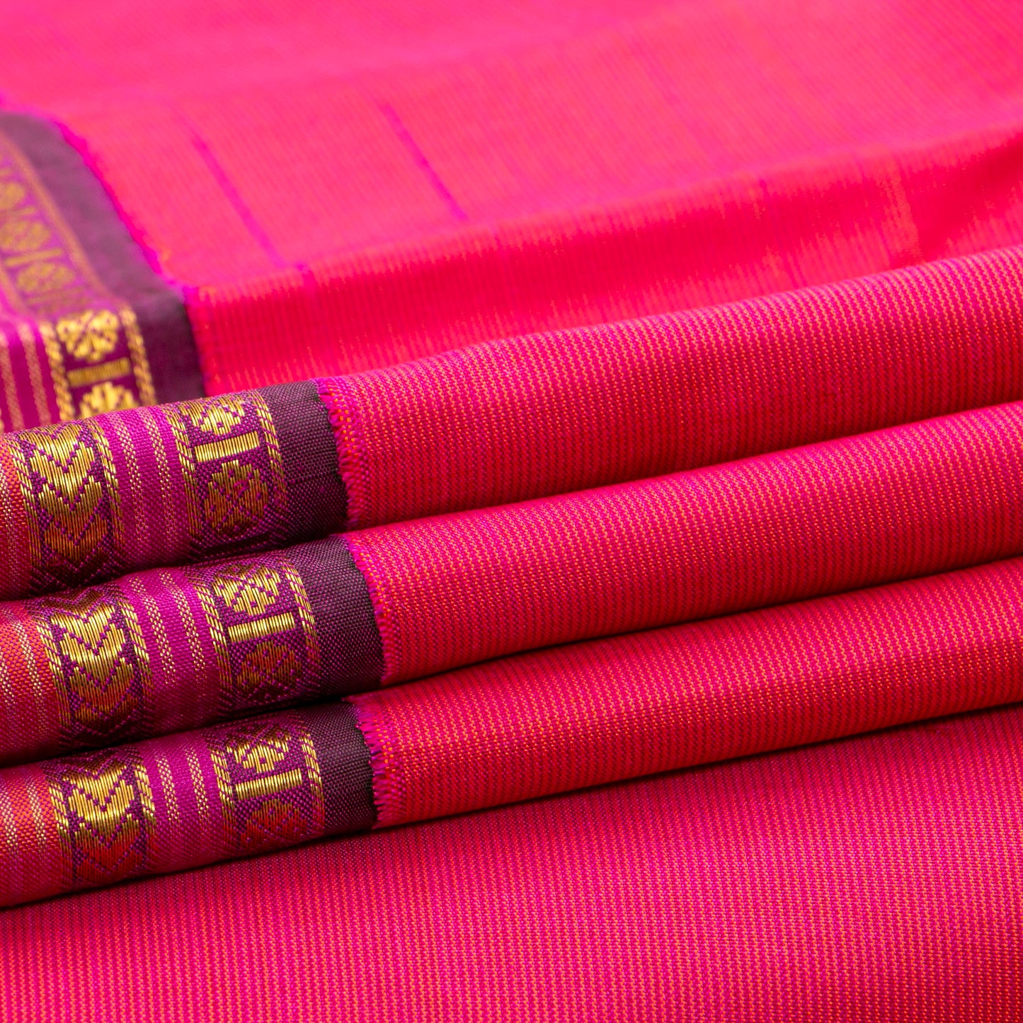 Pink And Magenta Kanchipuram Silk Saree For Festive Wear PV J 2045