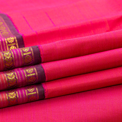 Pink And Magenta Kanchipuram Silk Saree For Festive Wear PV J 2045