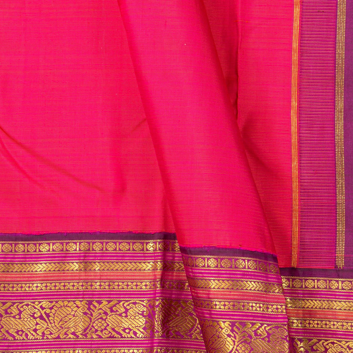 Pink And Magenta Kanchipuram Silk Saree For Festive Wear PV J 2045