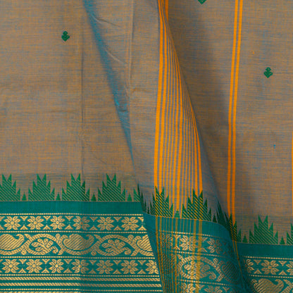 Grey And Blue Kanchi Cotton Saree For Festive Wear PV MM KC 599